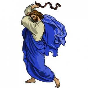 Jesus with whip