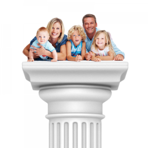 Family on a pedestal