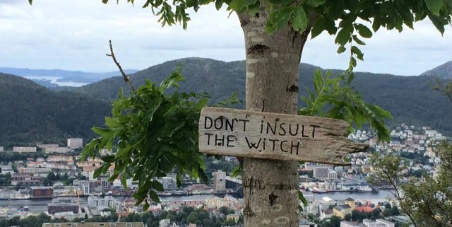 Don't Insult the Witch sign, Bergen, Norway / Tony Culbertson (used with permission)