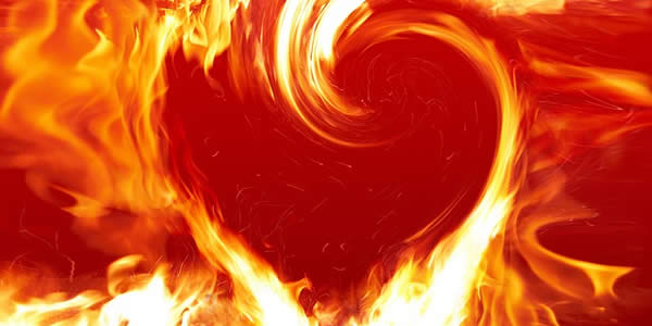 a drawing of flames in the shape of a heart