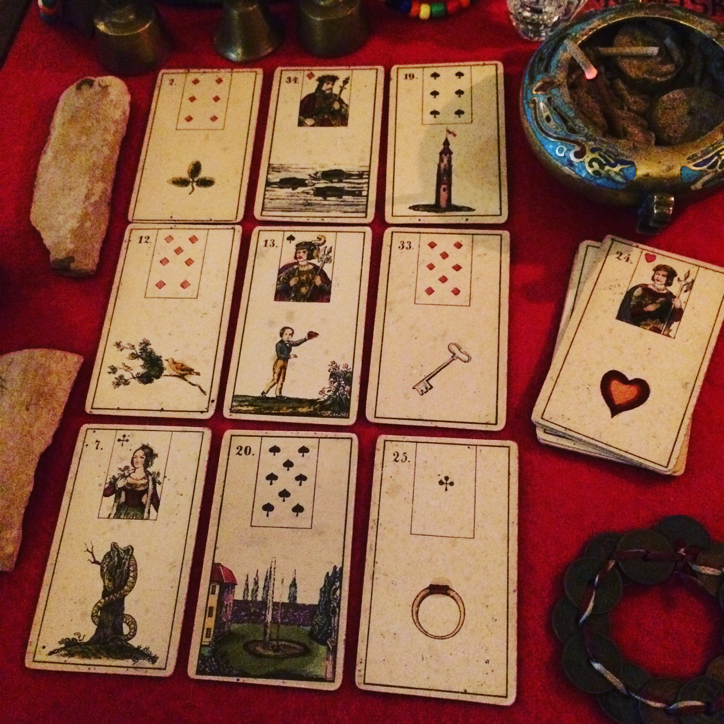 cards layed out in a grid three by three