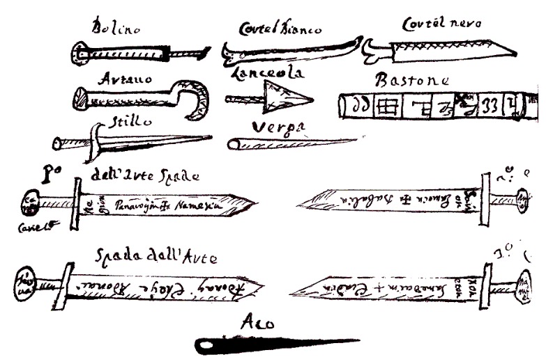 Ritual Tools from a 17th Century copy of "The Key of Solomon." You think all of these were handmade? From WikiMedia.