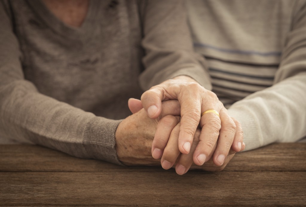 Old people holding hands. couple concept. love concept.