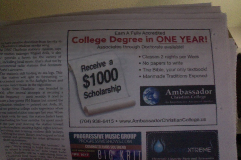 Christian College Ad