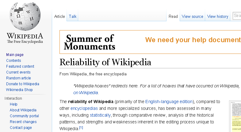 Reliability of Wikipedia