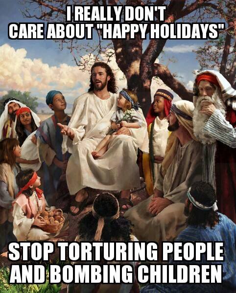 Stop torturing people and bombing children