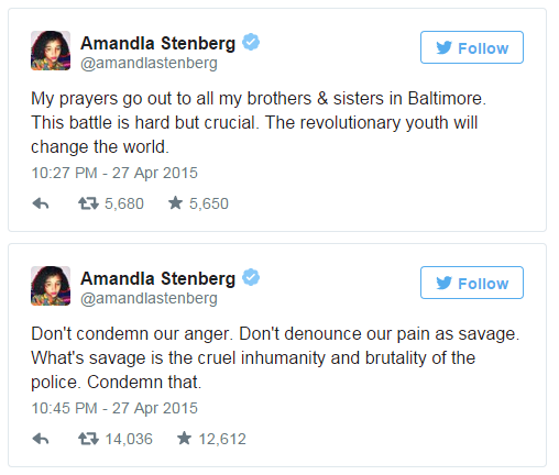 Amandla Stenberg tweets