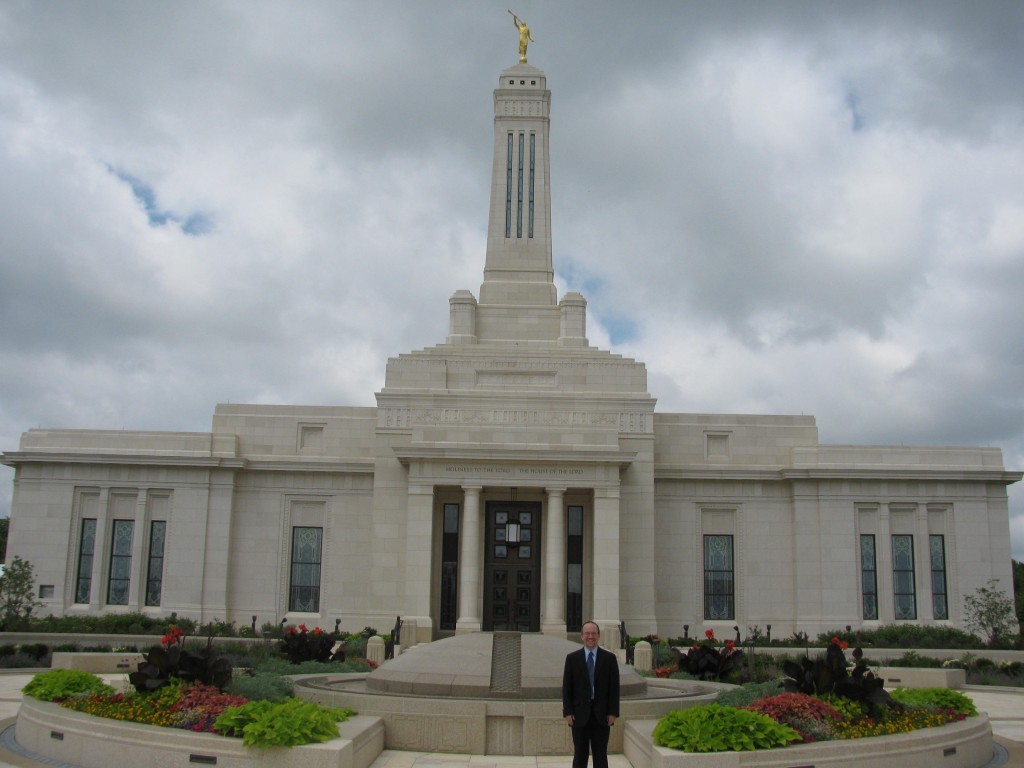 James in front of Mormon temple