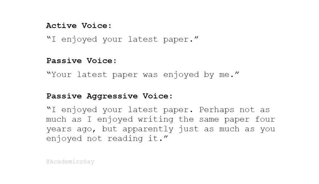 Academic passive-aggressive voice