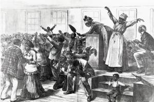 watch night service of enslaved Virginia in church