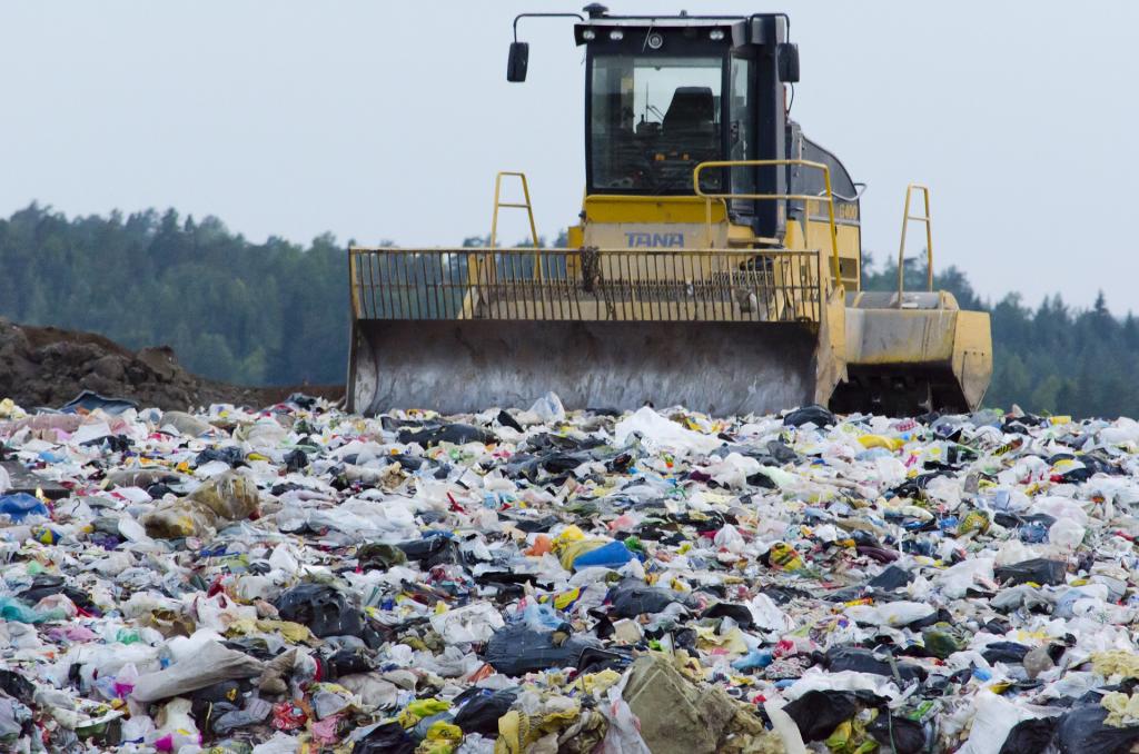 Bulldozer at landfill