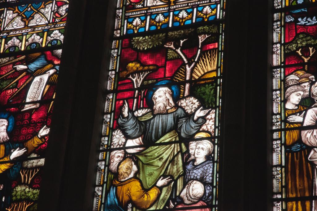 Stained glass window in a church.