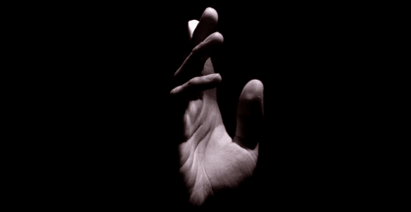 hand on black background