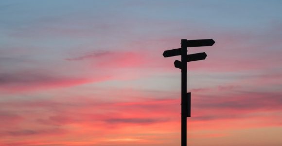 silhouette of road signage during golden hour