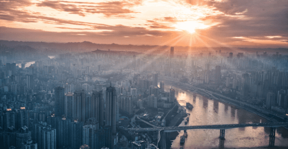 gray concrete buildings during golden hour