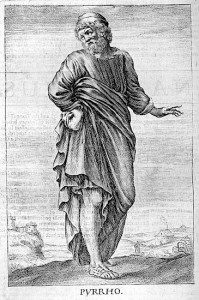 Pyrrho, ancient Greek philosopher. Thomas Stanley, 1655, The history of philosophy. Public domain image.