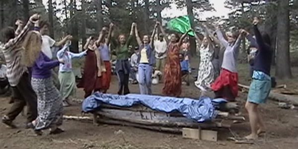 Celebrating at a rainbow gathering in California