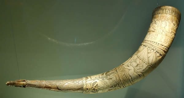 "Drinking Horn - Brynjólfur Jónsson of Skarð, South Iceland - 1598" by Zil - Own work. Licensed under CC BY-SA 3.0 via Wikimedia Commons.