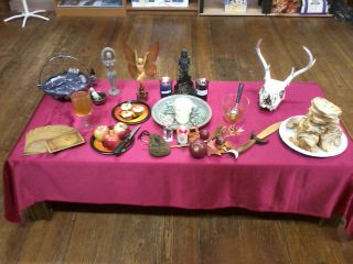 A samhain altar with offerings