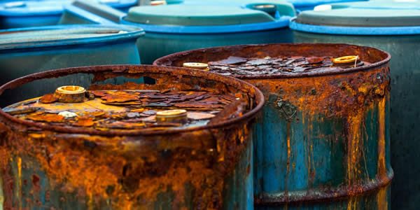 Several barrels of toxic waste at the dump