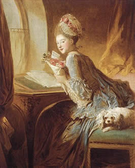portrait of a woman holding a love letter and roses