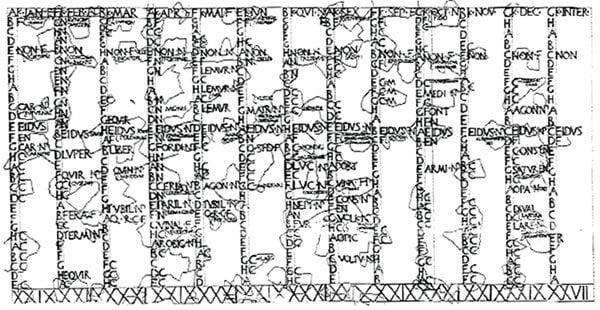 a drawing of a roman calendar