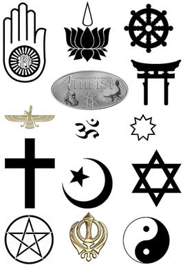a collection of various religious symbols