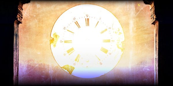 an old clock face on a golden background