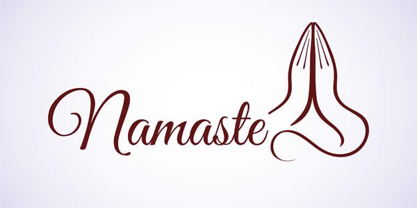 the word "namaste" as if written by hand
