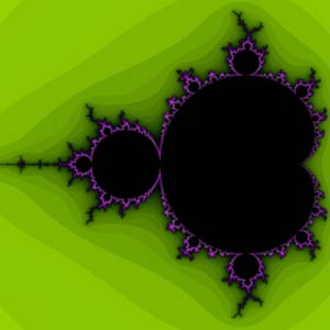 a graphic of the Mandelbrot set, a fractal image 
