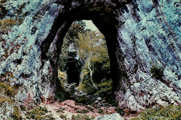 a natural arch formed of rock