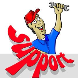 a mechanic holding a wrench with the word "Support" beneath him.