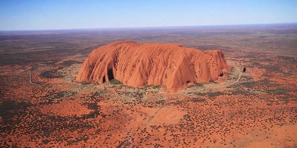 an aireal photograph of Uluru in Australia