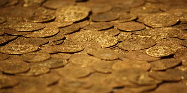 a pile of gold coins
