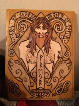 a stained woodcut of freyr