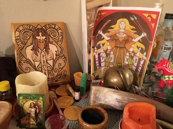 The author's Gerd and Freyr altar / Photo by the author