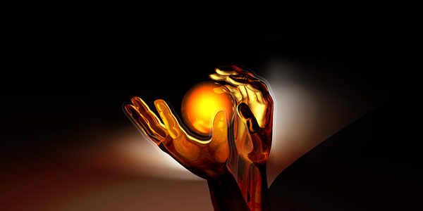 a digital illustration showing someone's hands and a glowing orb between them