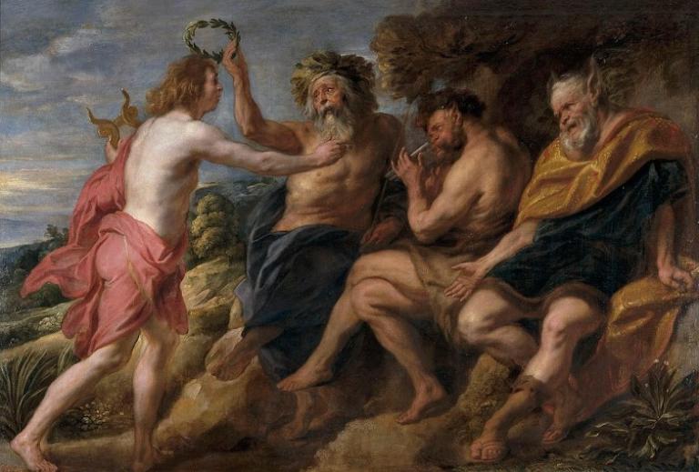 "Somehow King Midas Chooses Apollo Over Pan" by Jacob Jordaens (1637).  From WikiMedia.  