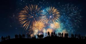 Highlights from 2025. Picture of fireworks at night.