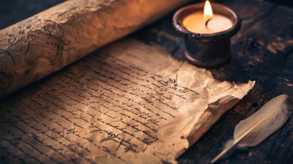 Idealized evangelical eulogy scroll