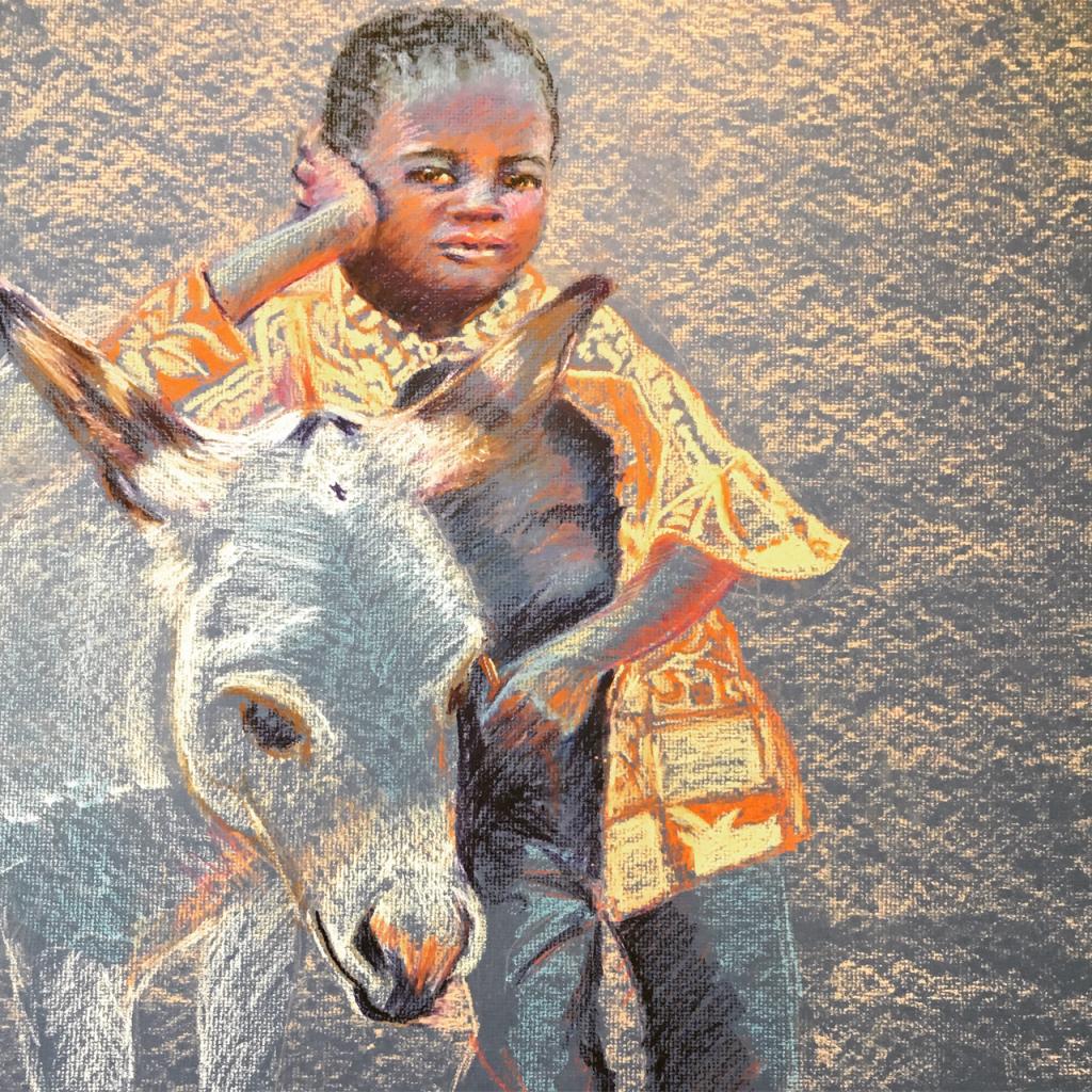 Boy and his donkey in process