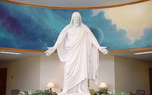 The Christus shows Christ's loving arms extended to all