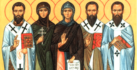 The Cappadocian greats: Macrina flanked by siblings Peter, Gregory, Basil, and Theosebia.