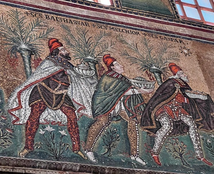 7th-century mosaic of 3 Magi, in Ravenna, Italy