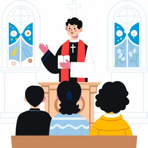 drawing of pastor giviing sermon