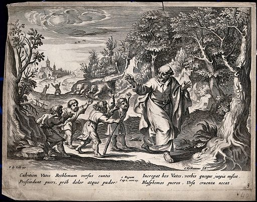 Elisha and the Bears. Image by Pieter de Jode I, Welcome Collection, on Look and Learn