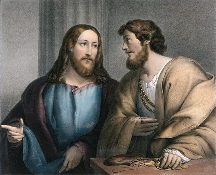 Jesus Calls the Tax Collector image, Public Domain, Contributors: Giovanni Antonio Pordenone (1484?-1539); Franz Hanfstaengl (1804–1877); S Wiedenbauer, on Look and Learn