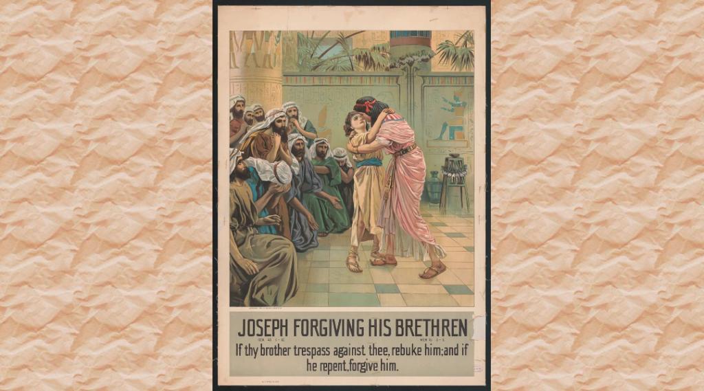 Image of Joseph forgiving his brothers who sold him into slavery. Public domain.