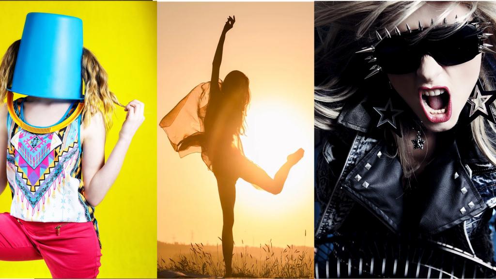 From Pixabay, free for use: Bucket, Yellow, Multicoloured image by Leuchtturn81. Woman, Silhouette, Yoga image by RelaxSpere. Rock chick, Metal, Female image by Sherie Beazly.