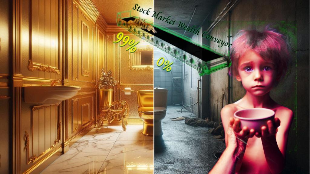 Stock Market Wealth Disparity. Images by Microsoft Designer, PXHere, and Meta. Composition by Dorian Scott Cole